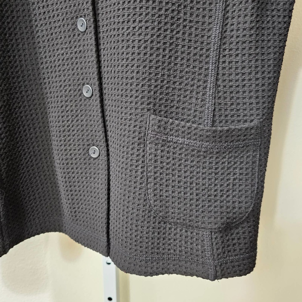 EILEEN FISHER Women's Textured Waffle Knit Black Button Blazer sz M - Picture 3 of 8
